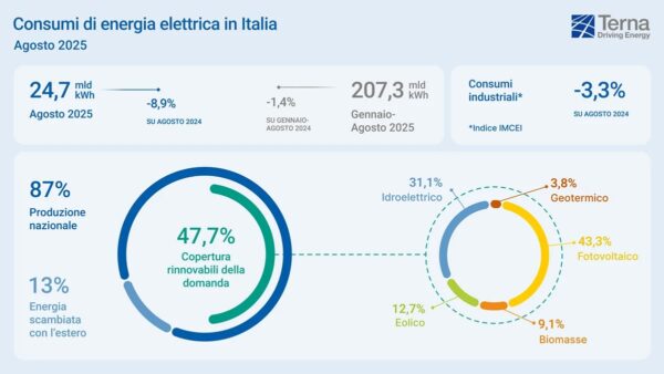 Terna consumi agosto 2025